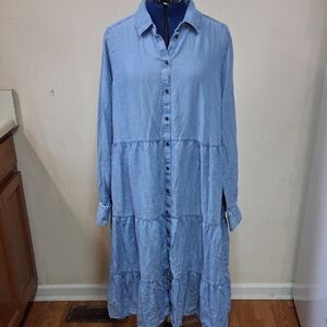 Time and Tru Light Blue Denim Long Sleeve Dress